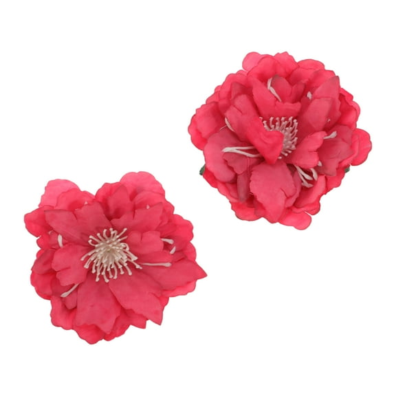 Unique Bargains 2 Pcs Hair Clip Grace Simulated Flowers Duckbill Clip Red