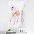 thumbnail image 1 of Pony Tapestry, Cartoon Graphic of a Royal Horse Cartoon Animal Tale Image Print, Fabric Wall Hanging Decor for Bedroom Living Room Dorm, 5 Sizes, White Pink and Orange, by Ambesonne, 1 of 1