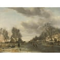thumbnail image 2 of Jan van de Cappelle 14x12 Gold Ornate Wood Frame and Double Matted Museum Art Print Titled - Winter Scene (C. 1652 - C. 1653), 2 of 4