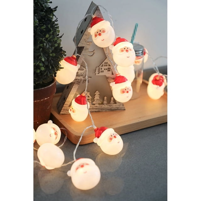 Luces Navideñas Luces de Cuerdas Interiores Cálidas de LED Decoraciones Navideñas de Nieve de Papá Noel Luces Impermeables de Papá