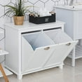 thumbnail image 3 of Tilt-Out Laundry Sorter Cabinet, Bathroom Storage Organizer with 2 Compartments, Laundry Hamper with Anti-Tipping Design for Bathroom, Bedroom, White, 3 of 7