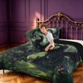 thumbnail image 4 of Manfei Woodland Dragon Animals King Size Comforter Sets,Vintage Trees Plant Comforters King Size,Green Black,Black Reversible,3 Pieces,1 Comforter and 2 Pillowcases, 4 of 7