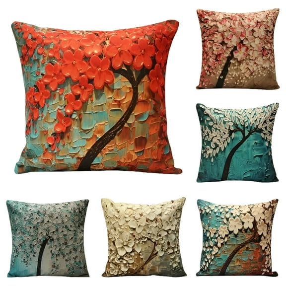 Non-3D Printed Flower Tree Cotton Linen Decorative Throw Pillow Case Cushion Cover Clearance18''x18''Pillowcase Pillow Protector Slip Cases Sham for Car Couch Sofa Car Home