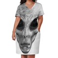 thumbnail image 3 of Alien Ufo Portrait black and white Loose Pocket Dress dress party night party dresses woman, 3 of 7