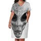 thumbnail image 3 of Alien Ufo Portrait black and white Loose Pocket Dress dress party night party dresses woman, 3 of 7