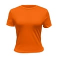 thumbnail image 5 of Delayuji Women Casual Short Sleeve T Shirts Summer Crewneck Tshirts Cute Tee Basic Crop Tops Orange M Polyester,Spandex Short Sleeve Shirts for Women, 5 of 5