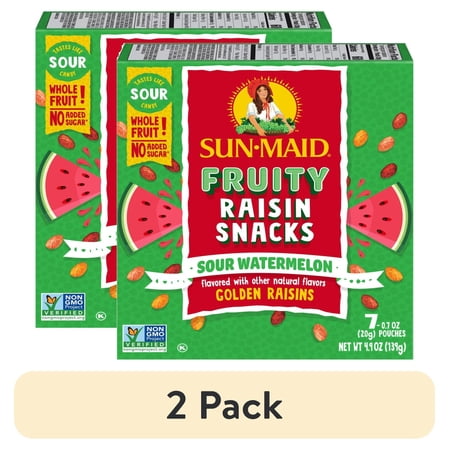 (2 pack) Sun-Maid® Fruity Raisin Snacks Sour Watermelon 7-Count Box/.7oz Pouches