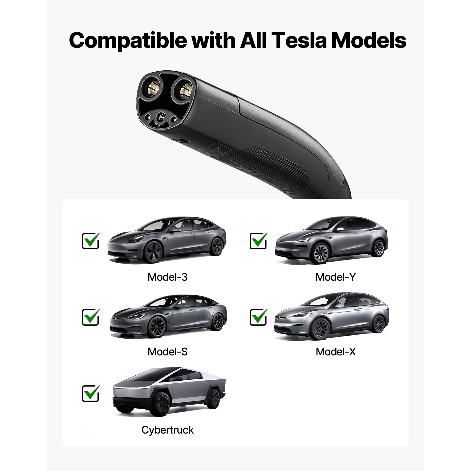 KFFKFF Level 2 EV Charger, 40A Adjustable Current, 240V Portable Electric Vehicle Charger with 25 ft Cable, NEMA 14-50 Plug, LCD Screen, NACS Connector, Compatible with Tesla Models Y/X/3/S