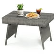 thumbnail image 2 of Costway Table d'Appoint Pliant en Rotin Osier pour Patio, Table de Bout/à Café, Portable, Jardin, Gris Mixte, 2 of 9