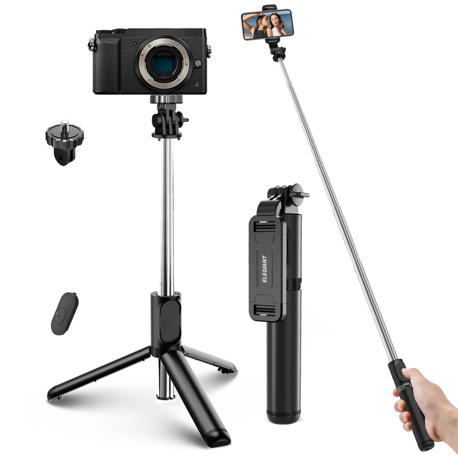 Vanaf daar Parasiet Assortiment Selfie Stick Tripod, 4 in 1 Selfie Tripod with Shutter Remote Phone Holder,  Action Camera Mount, for Smartphone, Black - Walmart.com