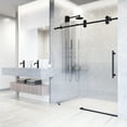 thumbnail image 4 of VIGO Elan 56 to 60 in. W x 74 in. H Sliding Frameless Shower Door in Matte Black with 3/8 in. (10mm) Fluted Glass, 4 of 14