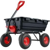 Lumiparty 800 lbs Poly Garden Dump Truck Cart,Heavy-Duty Wheelbarrow with 10" Tires, 180° Rotating Handle, Steel Frame, and Quick Release System, Black