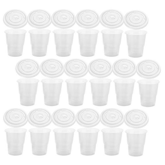 50 Pcs Disposable Drink Cup Portable Drinking Cups Espresso Cold Brew Coffee with Lids Juice