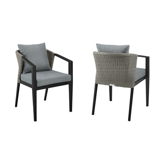 Patio Dining Chairs Set of 2 - Aluminum Outdoor Chairs with Cushions - Modern Design