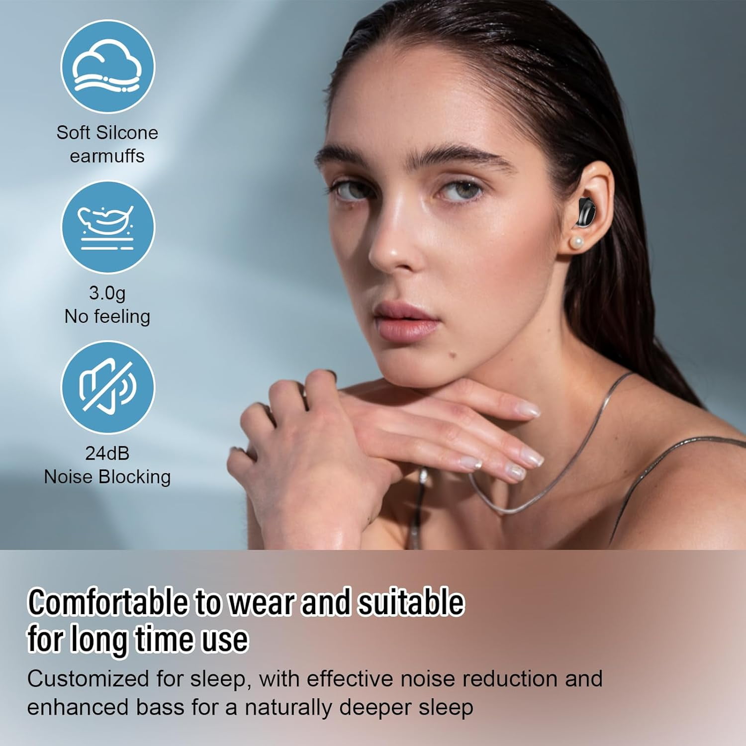 Sleep Earbuds Bluetooth Light-Weight Headphones, Mini Sleep Headphones Small Design for Side Sleepers, Clear Calls Earphones