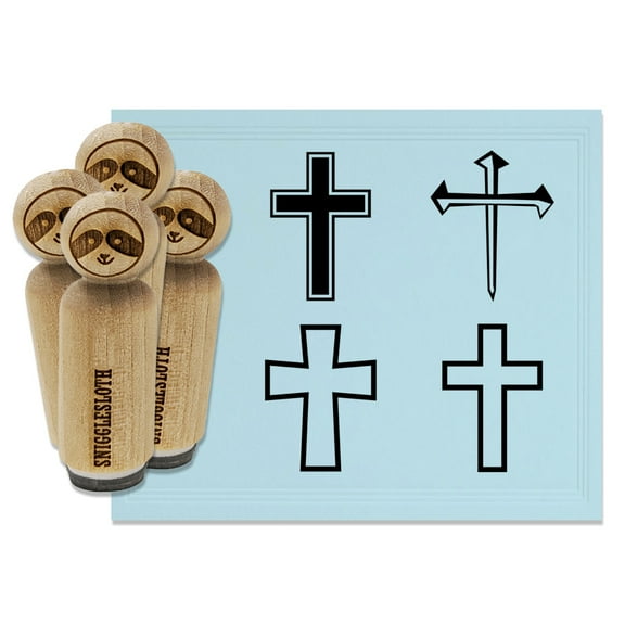 Crosses Outline 3 Nails Religious Christian Rubber Stamp Set for Scrapbooking Crafting Stamping - Mini 1/2 Inch
