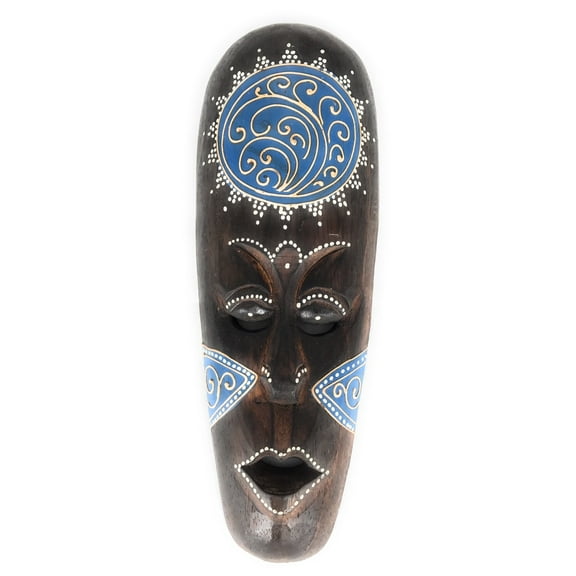 Tribal Tiki Mask 12" Blue - Tattoo Primitive Art | #wib370230b