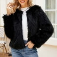 thumbnail image 4 of BiZtdJrK Prime Big Sale Days Women Faux Fur Jacket Cropped Shaggy Fuzzy Teddy Jackets 2025 Winter Fashion Long Sleeve Open Front Cardigan Coats Black M, 4 of 9