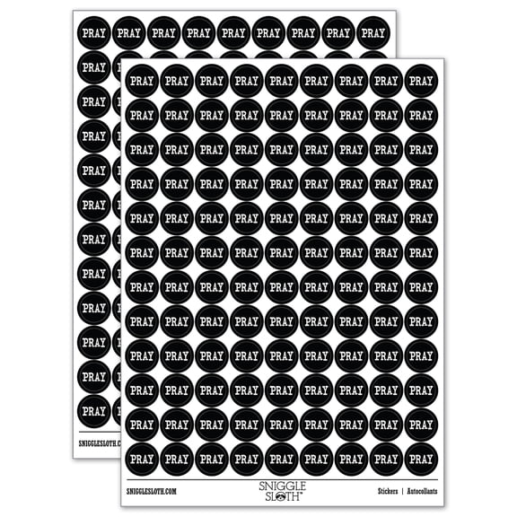 Pray Fun Text 200  Round Stickers - Black - Gloss Finish - 0.50" Size