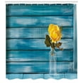 thumbnail image 3 of Ambesonne Rose Shower Curtain, Blooming Yellow Rose in a Jar, 69"Wx75"L, Petrol Blue Yellow, 3 of 3