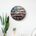 thumbnail image 4 of 12 Inch Wall Clock Battery Operated Silent Clock Decorative for Office, Kitchen, Outdoor, Living Room，Old American Flag on Grunge Retro Vintage Brick Print Drawing, 4 of 4