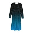 thumbnail image 5 of Zylanna Girls Long-Sleeve Tiered Maxi Dress, Starry Sky Gradient Prints Pockets Design Spring/Fall Multi-Color Girls' Casual Wear Blue Size 8, 5 of 6