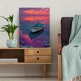 thumbnail image 5 of Minimal Lone Boat Sunset Canvas Print, Tripline Landscape Art, Multi-Room Cafe Hotel Bathroom Wall Decor, 5 of 8
