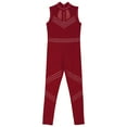 thumbnail image 4 of iiniim Kids Girls Shiny Full Body Unitard Rhinestone One Piece Leotard Sleeveless Gymnastics Dancewear Burgundy 8, 4 of 7
