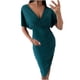 thumbnail image 1 of Vestidos envolventes de cadera de manga corta con cuello en V para adelgazar sólidos sexy de verano para mujer Fridja yut3406, 1 of 8
