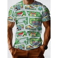 thumbnail image 4 of 3D summer new retro toy car mat street building abstract pattern short sleeve digital printing design T-shirt elements trendy men's casual fashion top, 4 of 6