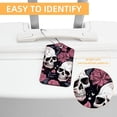 thumbnail image 3 of Couple Skulls Square PU Leather Luggage Tags - 2 Pack with Privacy Cover and Stainless Steel Ring - Suitable for Travel, Backpack, Handbag - Suitcase Tags, Travel Tag, 3 of 7