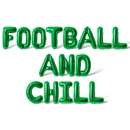 Letter Balloons - FOOTBALL AND CHILL 16" Inch Alphabet Letters Foil Mylar Balloon Game Day Party Banner (Green)
