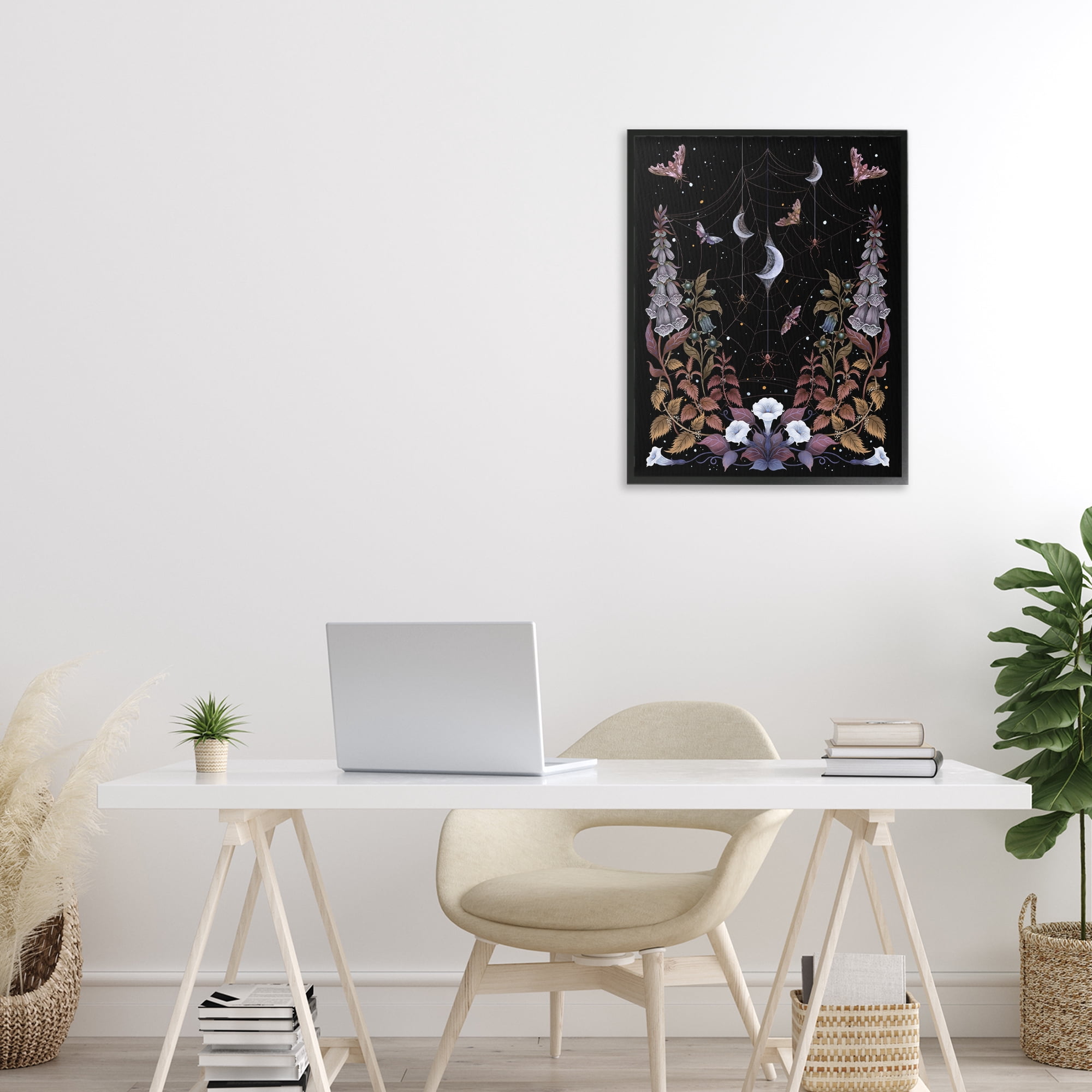 Stupell Industries Witch Garden with Spider Webs Black Framed Giclee Art, design by Episodic Drawings