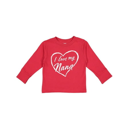 

Inktastic I Love My Nana in White Chalk Heart Gift Toddler Boy or Toddler Girl Long Sleeve T-Shirt