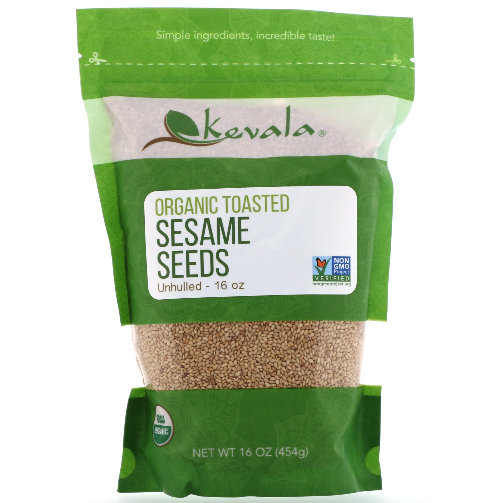 Kevala Organic Toasted Sesame Seeds, Unhulled, 16 oz (454 g)