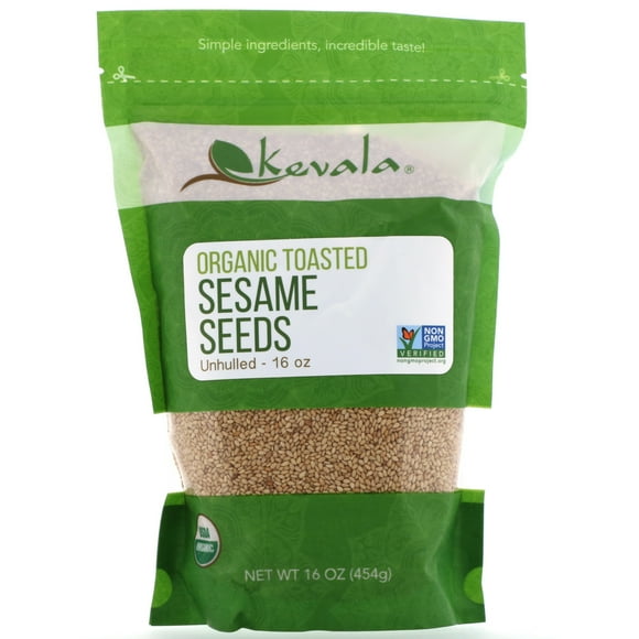Kevala , Graines de Sésame Grillées Biologiques, Non Décortiquées, 16 oz (454 g)