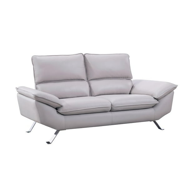 American Eagle Furniture Genuine Leather Loveseat in Light Gray