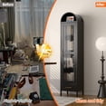 thumbnail image 5 of Aobabo Metal Arched Display Cabinet with Glass Doors, Narrow Arched Bookcase with 3 Adjustable Shelves for Home Office, Assembly Required, Black, 5 of 14