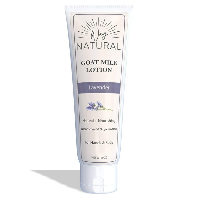 Way Natural Loción de leche de cabra lavanda – Loción cremosa para aliviar la piel seca y manos – Crema de manos de leche de cabra real para mujeres y hombres – Loción de lavanda tubo de 8 oz