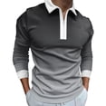 thumbnail image 1 of Gibobby Camisas polo Camiseta informal con estampado de otoño para hombre, camiseta de manga larga con cuello vuelto(Gris oscuro,M), 1 of 5