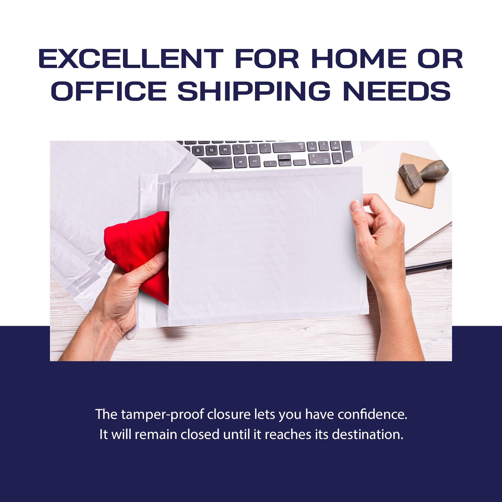 Pacron Poly Bubble Mailers 8.5x12 Inch 100-Pack - Waterproof Self-Sealing Thick Padded Envelope for Shipping - Durable Shipping Envelopes for Clothing, Electronics & Accessories