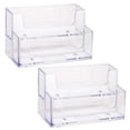 thumbnail image 1 of 2 PCS Business Card Holder Acrylic Plastic 2 Tiers Card Organiser Clear Card Display Stand Box for Office School Home Desk Tidy, 1 of 5