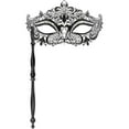 thumbnail image 6 of Women Masquerade Mask with Stick, Handheld Carnival Halloween Mardi Gras Mask,Venetian Party Metal Rhinestone Mask, 6 of 8