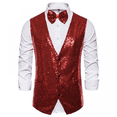 thumbnail image 5 of Chaleco de lentejuelas para hombre con pajarita, traje ajustado para boda, fiesta de graduación, chaqueta sin mangas con cuello en V, chaleco para fiesta de graduación, 5 of 5
