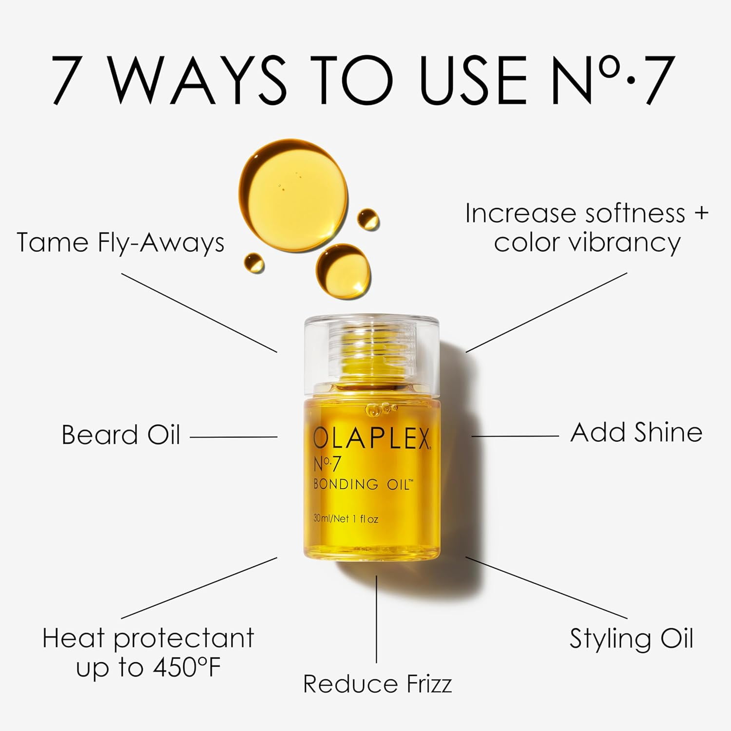 o70403016 Olaplex No.7Bonding Oil 30ml×3 Olaplex No. 7 Bonding Oil - 1 oz 2 Pack, Heat Protection