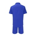 thumbnail image 5 of Hontri Men's Suits Men's Summer Breathable Two Piece Wrinkled Shirt Shorts Set Men's Textured Beach Suit Blue Xxl, 5 of 5