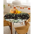 thumbnail image 4 of Round Fitted Tablecloths Botanical Pumpkin Plant Flower Waterproof Table Cover for Kitchen Dining Party Decor Black White Plaid and Yellow,36"-44", 4 of 6