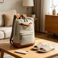 thumbnail image 4 of ZZkhGO Fashion Trendy Backpack, Stylish Large Capacity Daypack Casual Versatile Texture Shoulder Bag, Lightweight Travel Backpack for Students Class Daily Commute, Khaki, 4 of 7