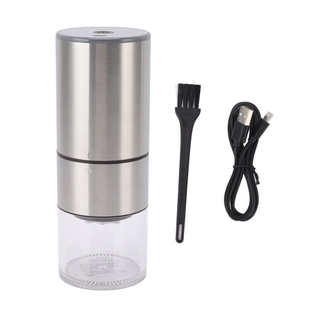 Molinillo de café eléctrico, fino, grueso, ajustable, automático, con carga USB, portátil, inalámbrico, 110 ml, plateado