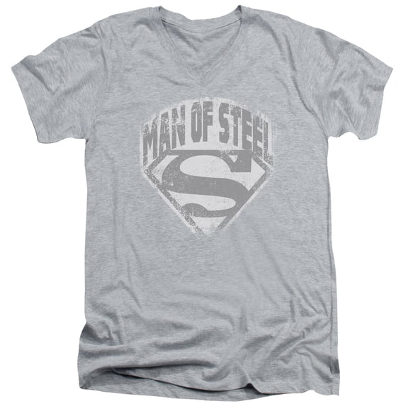 Superman - Man Of Steel Shield - Slim Fit V Neck Shirt - Small